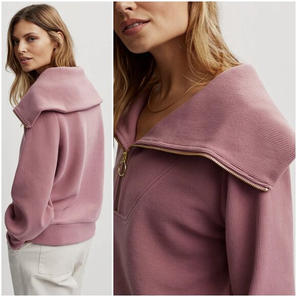 Varley Vine Half-Zip Pullover size L large pink rose gold zip sweatshirt - Picture 2 of 10